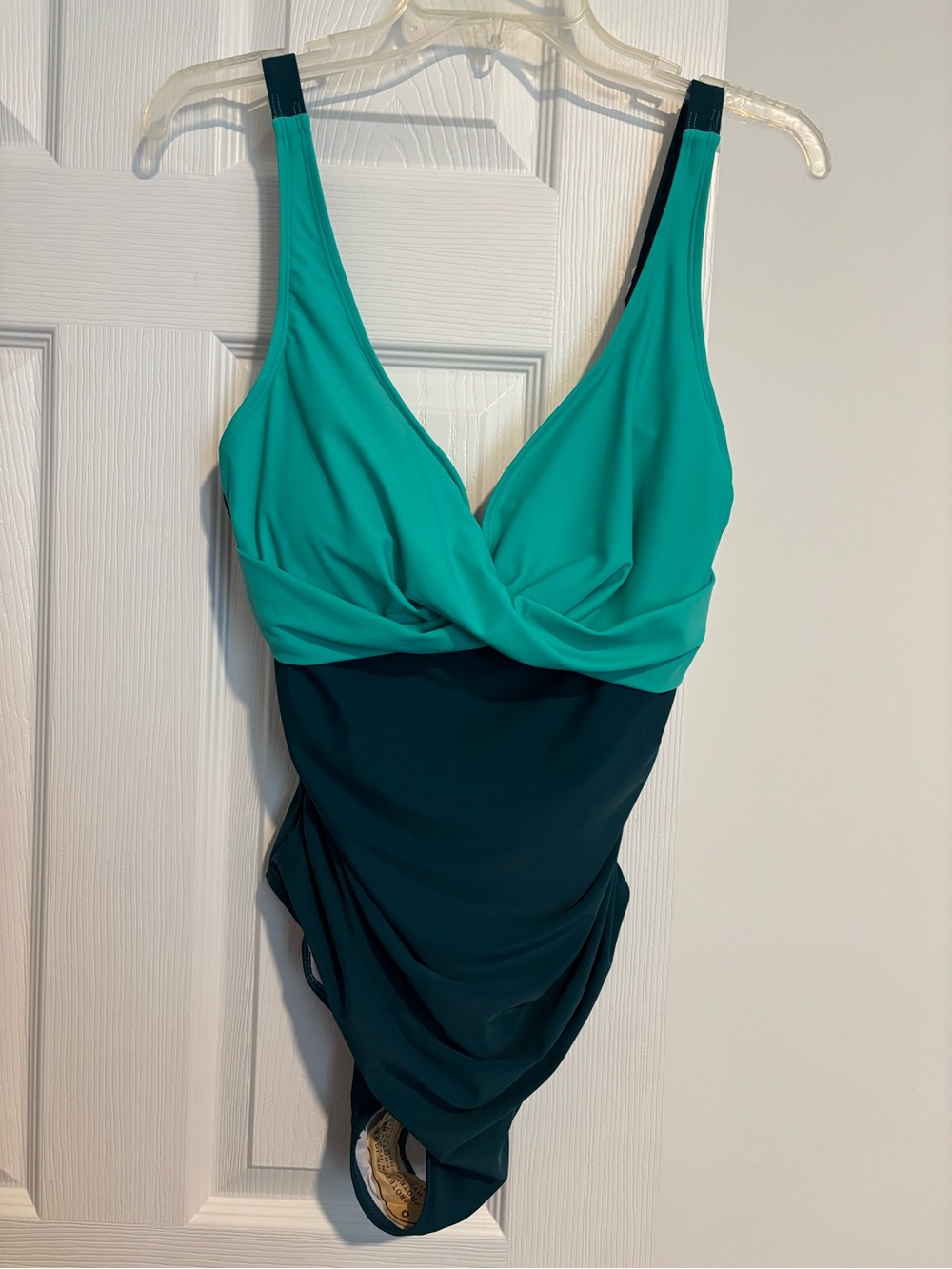Eomenie Colorblock One-Piece Swimsuit in Teal and Dark Teal